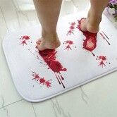 Halloween Bath Bloody Footprint, Operazone Printed Blood Footprint Prank Blood Rug 40 x 60 CM