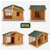 Large Dog House Kennel Crate Box Wooden Cabin Raised Cat Puppy Cage Pet House Shelter Outdoor Villa Porch Weatherproof Asphalt Roof Door Lock