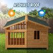 Large Dog House Kennel Crate Box Wooden Cabin Raised Cat Puppy Cage Pet House Shelter Outdoor Villa Porch Weatherproof Asphalt Roof Door Lock