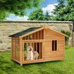 Large Dog House Kennel Crate Box Wooden Cabin Raised Cat Puppy Cage Pet House Shelter Outdoor Villa Porch Weatherproof Asphalt Roof Door Lock