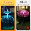 3pcs Solar Garden Lights Outdoor Decorative Waterproof Changing Flower Double-Layer Jellyfish Solar Yard Lights, Outside 7 Color Changing Decoration Fiber Light for Landscape Pathway Patio