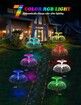 3pcs Solar Garden Lights Outdoor Decorative Waterproof Changing Flower Double-Layer Jellyfish Solar Yard Lights, Outside 7 Color Changing Decoration Fiber Light for Landscape Pathway Patio