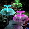 3pcs Solar Garden Lights Outdoor Decorative Waterproof Changing Flower Double-Layer Jellyfish Solar Yard Lights, Outside 7 Color Changing Decoration Fiber Light for Landscape Pathway Patio