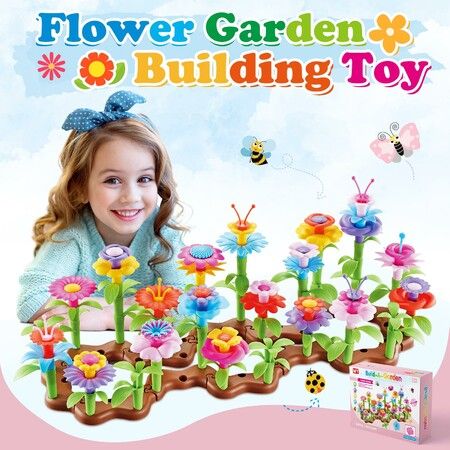 Flower Garden Building Toy Set 104pcs Learning Builder Art Craft DIY Bouquet Gift Birthday for Kids for 3 Year Olds