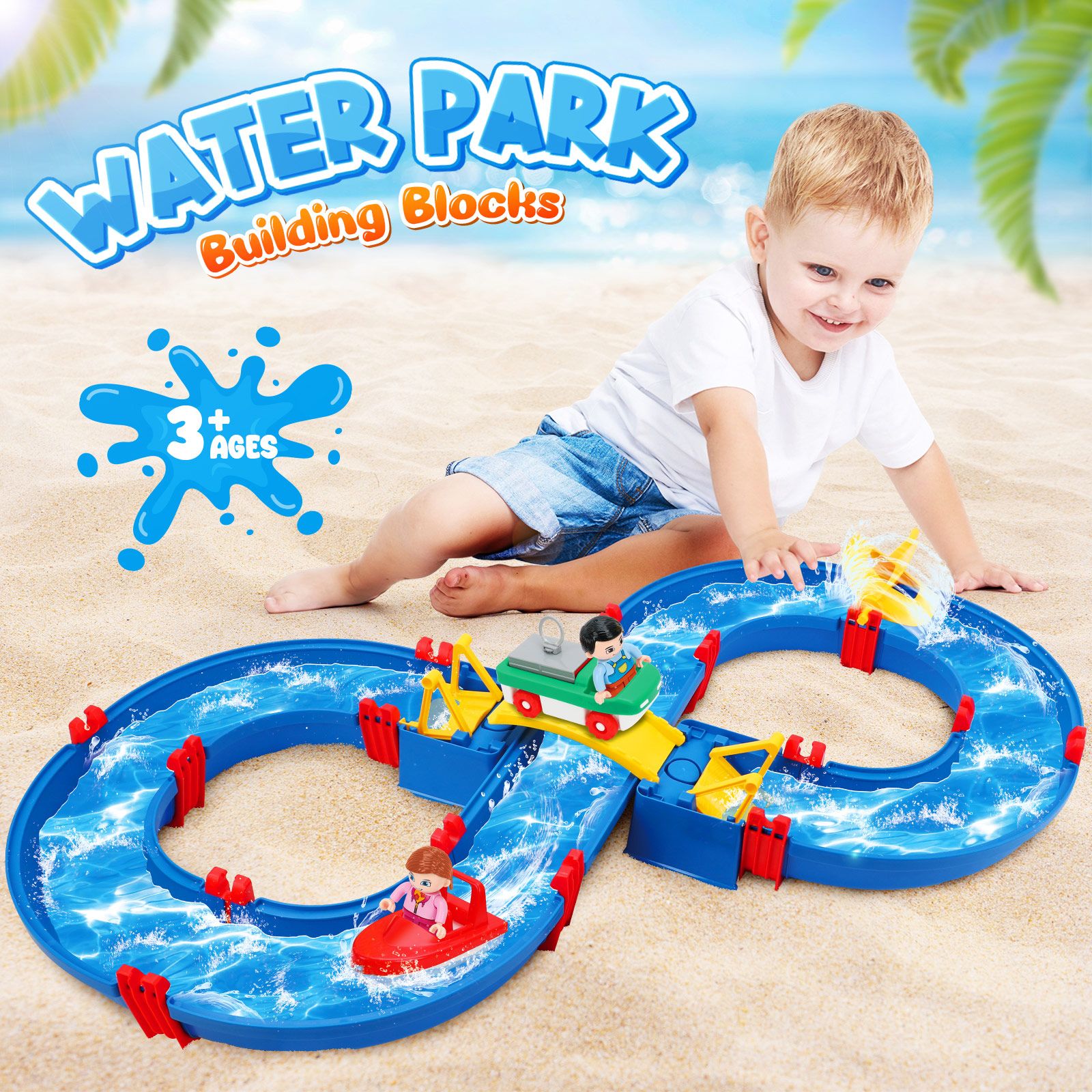 Water Way Toys 50 PCS DIY Play Table Building Blocks Aquaplay Park