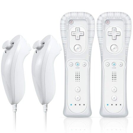Wii Remote with Nunchuck,Wii Controller with Nunchuck,Compatible with Nintendo Wii/Wii U (2 Pack,white)