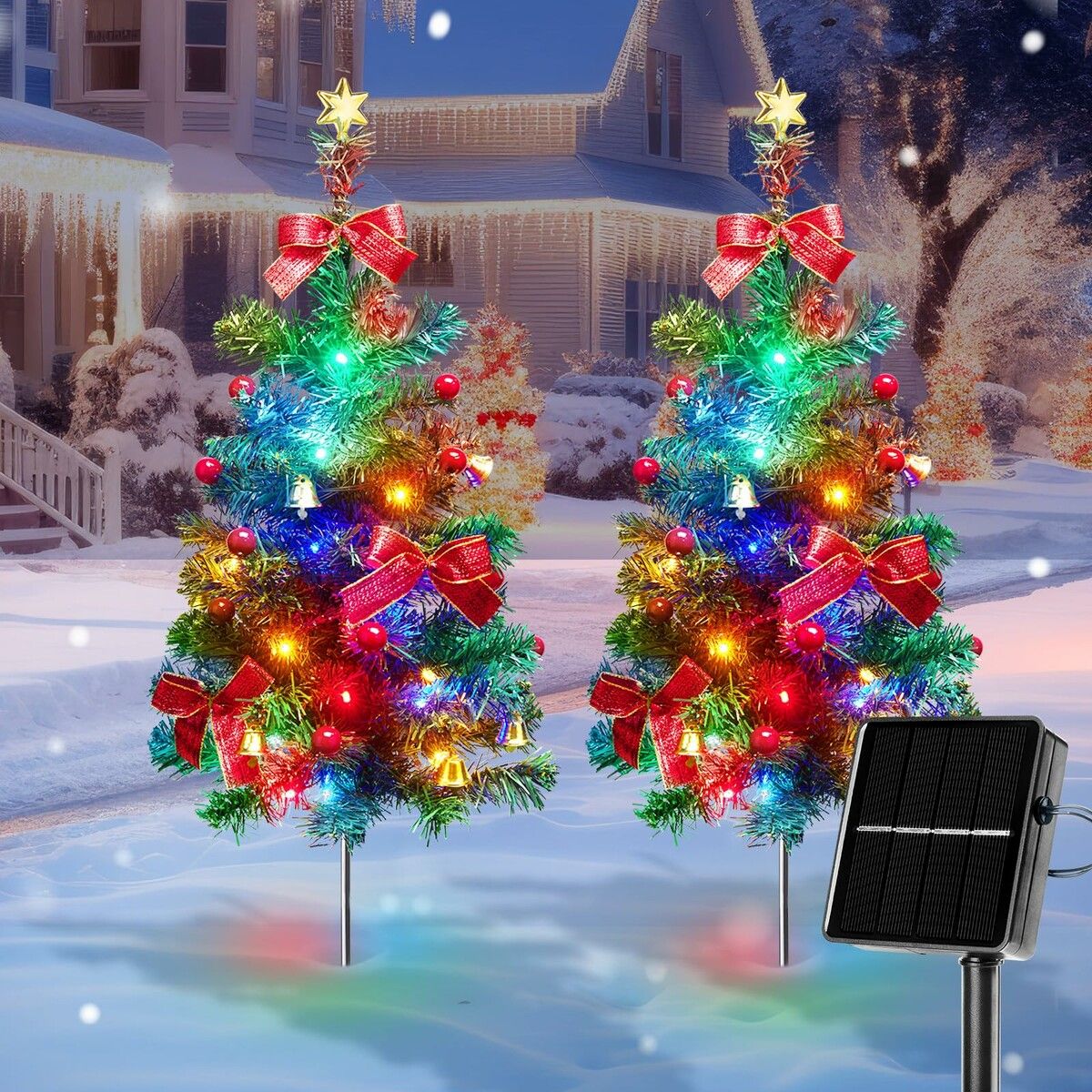 Solar Christmas Tree Outdoor, 2 Packs 30 Inch Solar Christmas ...