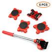 5pcs New Heavy Duty Furniture Lifter Transport Tool Furniture Mover set 4 Sliders 1 Wheel Bar for Lifting Moving Furniture Helper