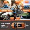 Dash Cam Front and Rear Inside 3 Channel 1080P, Adjustable Lens Dash Camera for Cars with 8 IR Lamps Night Vision