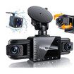 Dash Cam Front and Rear Inside 3 Channel 1080P, Adjustable Lens Dash Camera for Cars with 8 IR Lamps Night Vision