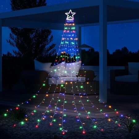 2.5M Multicolor Christmas String Lights Solar Power Outdoor Decoration 317 LED Star Fairy String Lights 8 Modes & Waterproof for Party，outdoor