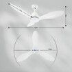 Ceiling Overhead Fan with Light Remote Control Cooling Air Ventilation LED Lamp Quiet Electric White Modern Indoor 3 ABS Blades 5 Speed Timer 122cm