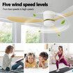 Ceiling Fan with Light Overhead Cooling Remote Control Electric Air Ventilation Quiet Modern Indoor LED Lamp 3 ABS Blades 5 Speed Timer 132cm