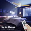 Ceiling Fan with Light Overhead Cooling Remote Control Electric Air Ventilation Quiet Modern Indoor LED Lamp 3 ABS Blades 5 Speed Timer 132cm