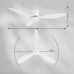 Ceiling Fan with Light Remote Control Overhead Electric Cooling Air Ventilation Quiet White Modern LED Lamp Indoor 3 ABS Blades 5 Speed Timer 132cm