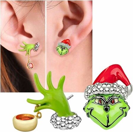 Christmas Women's Earrings Green Monster Shape New Year Best Gift Decoration