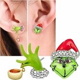 Christmas Women's Earrings Green Monster Shape New Year Best Gift Decoration