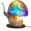 Stained Glass Plant Series Table Lamp, Creative Snail Light, Bohemian Resin Mushroom Table Lamp Night Light for Home and Office