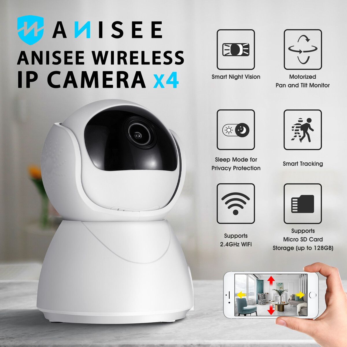 Wireless Security Camerax4 1080P 2MP WiFi IP CCTV Home Surveillance ...