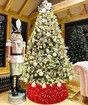 40*60*20cm Red Sequins Christmas Tree Collar Sparkly Round Ring Embroidered Christmas Tree Base Basket for Christmas New Year Home Shiny Ornaments