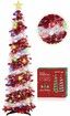 1.5m Christmas Tree with 50 LED Color Lights Artificial Pop Up Collapsible Tinsel Christmas Tree Christmas Star Home Party Indoor Outdoor (Red/white)