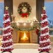 1.5m Christmas Tree with 50 LED Color Lights Artificial Pop Up Collapsible Tinsel Christmas Tree Christmas Star Home Party Indoor Outdoor (Red/white)