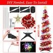 1.5m Christmas Tree with 50 LED Color Lights Artificial Pop Up Collapsible Tinsel Christmas Tree Christmas Star Home Party Indoor Outdoor (Red/white)