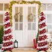 1.5m Christmas Tree with 50 LED Color Lights Artificial Pop Up Collapsible Tinsel Christmas Tree Christmas Star Home Party Indoor Outdoor (Red/white)