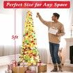 1.5m Christmas Tree Artificial Pop Up Collapsible Tinsel Christmas Tree Christmas Home Party Indoor Outdoor (Gold)