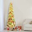 1.5m Christmas Tree Artificial Pop Up Collapsible Tinsel Christmas Tree Christmas Home Party Indoor Outdoor (Gold)