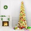 1.5m Christmas Tree Artificial Pop Up Collapsible Tinsel Christmas Tree Christmas Home Party Indoor Outdoor (Gold)