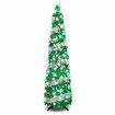 1.5m Christmas Tree with 50 Color Lights Artificial Pop Up Collapsible Tinsel Christmas Tree Christmas Home Party Indoor Outdoor (Green Silver)