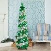 1.5m Christmas Tree with 50 Color Lights Artificial Pop Up Collapsible Tinsel Christmas Tree Christmas Home Party Indoor Outdoor (Green Silver)