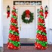 1.5m Christmas Tree with 50 Color Lights Artificial Pop Up Collapsible Tinsel Christmas Tree Christmas Home Party Indoor Outdoor (Red/Green)