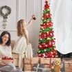 1.5m Christmas Tree with 50 Color Lights Artificial Pop Up Collapsible Tinsel Christmas Tree Christmas Home Party Indoor Outdoor (Red/Green)