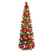 1.5m Christmas Tree with 50 Color Lights Artificial Pop Up Collapsible Tinsel Christmas Tree Christmas Home Party Indoor Outdoor (Red/Green)