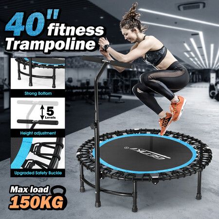 Genki Trampoline Bounce Rebounder Jumping Rebounding Home Fitness Gym Bungee Exercise Equipment Indoor Outdoor Round Adjustable Handlebar 40 Inch