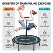 Genki Trampoline Rebounder Bounce Jumping Rebounding Bungee Exercise Home Gym Fitness Equipment Indoor Round Outdoor Adjustable Handlebar 48 Inch