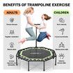 Genki Trampoline Bounce Rebounder Jumping Rebounding Bungee Gym Equipment Home Fitness Exercise Round Indoor Outdoor Workout Adjustable Handlebar 51 Inch