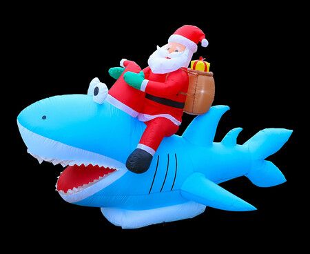 Stockholm Christmas Lights Xmas Inflatable Airpower Santa Shark Rider 2.5m BLUE