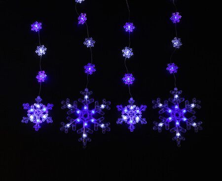 Stockholm Christmas Lights Curtain Lights LED Snowflake Dual Size 180x80cm 7 Flashing Effects and Steady Glow 91 LEDs in Totall Blue and Cool White LEDs