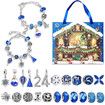 Christmas Jewelry Advent Calender Countdown Calendar DIY  Jewelry Kit for Women Girls, Include 22 Charm Beads, 2 Bracelets Chains (Blue)