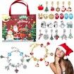 Christmas Jewelry Advent Calender Countdown Calendar DIY  Jewelry Kit for Women Girls, Include 22 Charm Beads, 2 Bracelets Chains (Red)
