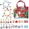 Christmas Jewelry Advent Calender Countdown Calendar DIY  Jewelry Kit for Women Girls, Include 22 Charm Beads, 2 Bracelets Chains (Red)