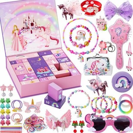 Advent Calendar 2023 Girls - Unicorns Gifts for Girls Christmas Countdown Calendar 24 Days of Xmas Jewelry Advent Calendar Gifts for Kids