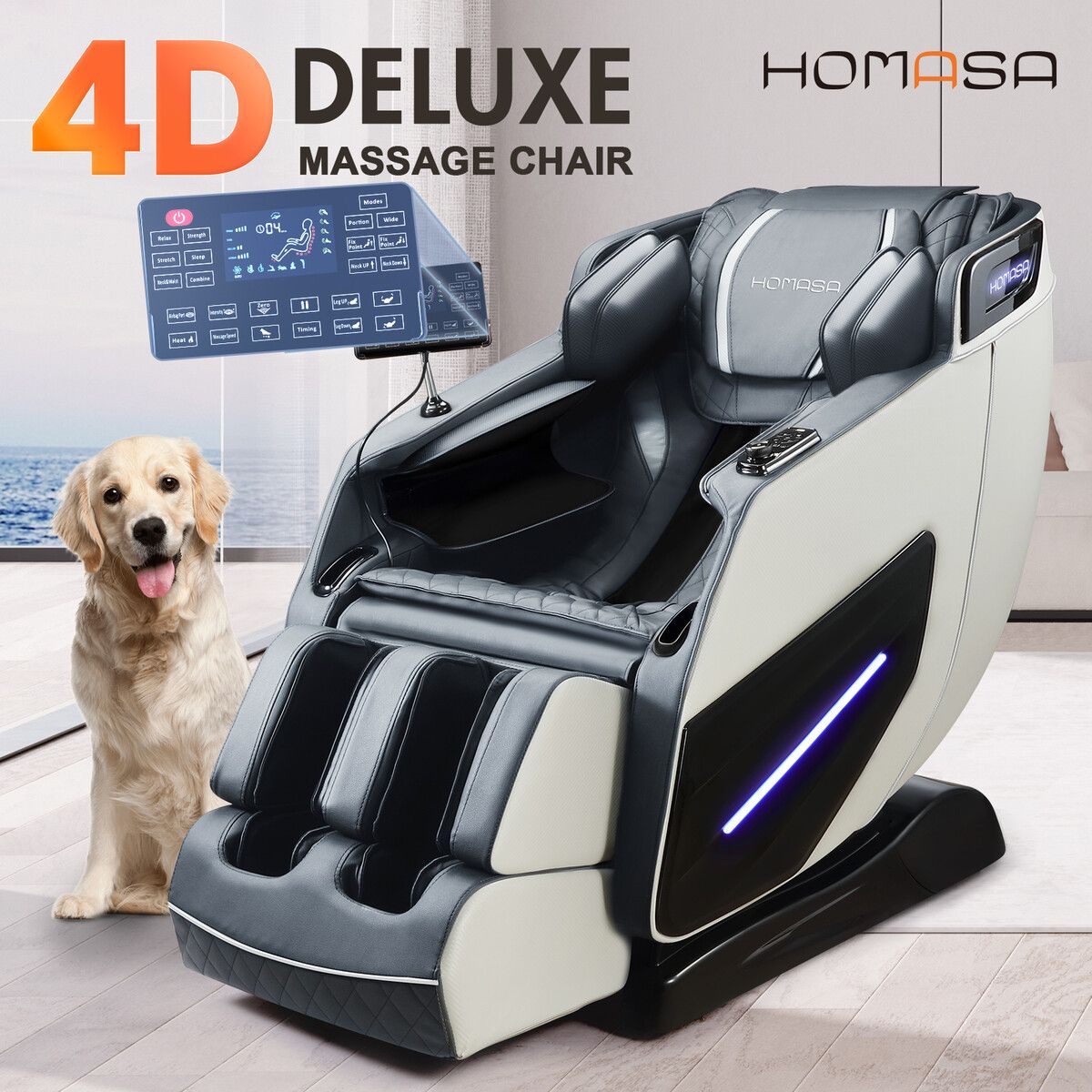 Homasa Massage Chair Massager Full Body Massaging Machine Foot Back Shiatsu Neck Leg Relax Shoulder Head Home 4D Electric Recliner