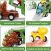 Toddler Trucks Toys for 3 4 5 6 Years Old, 5 in 1 Dinosaur Toys Push and Pull Back Vehicles for Kids