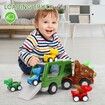 Toddler Trucks Toys for 3 4 5 6 Years Old, 5 in 1 Dinosaur Toys Push and Pull Back Vehicles for Kids