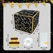 Happy Birthday Money Box for Cash Gift Pull, Black and Gold Birthday Surprise Money Gift Box for Friends and Family