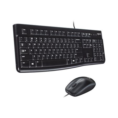 Logitech MK120 Wired Keyboard and Mouse Combo for Windows Compatible with PC, Laptop - Black